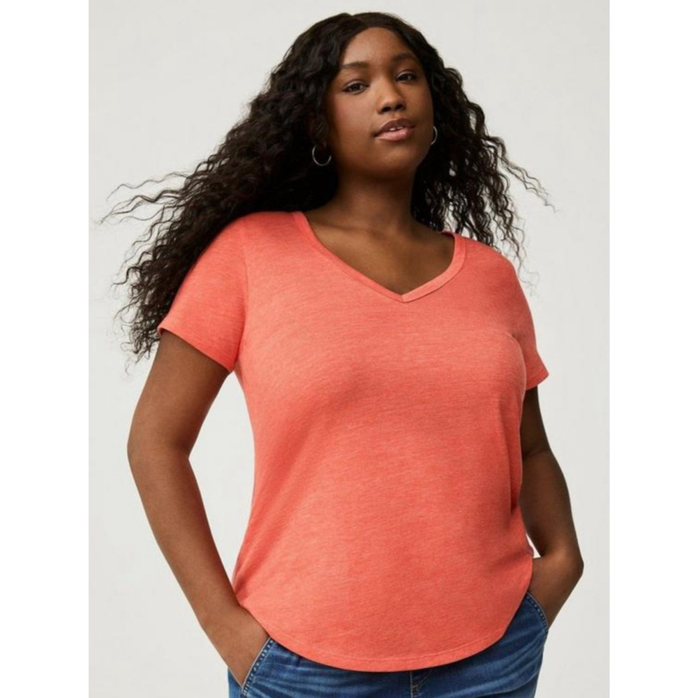 Women's Torrid Coral V-Neck Short Sleeve Tee Plus Size 2X